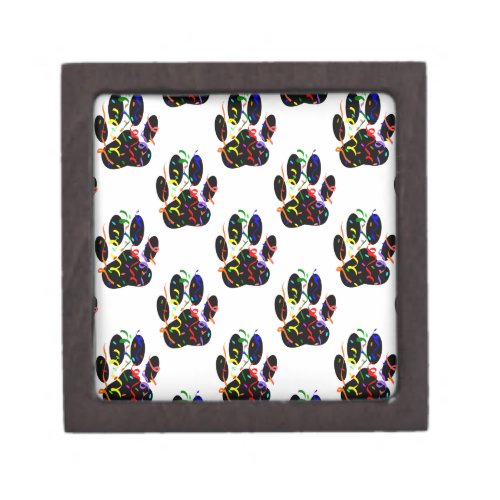 Paw Prints Confetti And Party Streamer Pattern Jewelry Box
