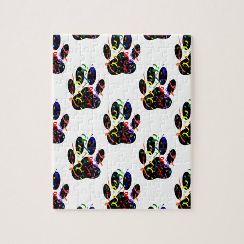 Paw Prints Confetti And Party Streamer Pattern Jigsaw Puzzle