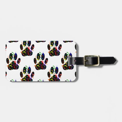 Paw Prints Confetti And Party Streamer Pattern Luggage Tag