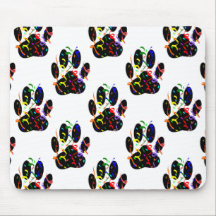 Paw Prints Confetti And Party Streamer Pattern Mouse Pad