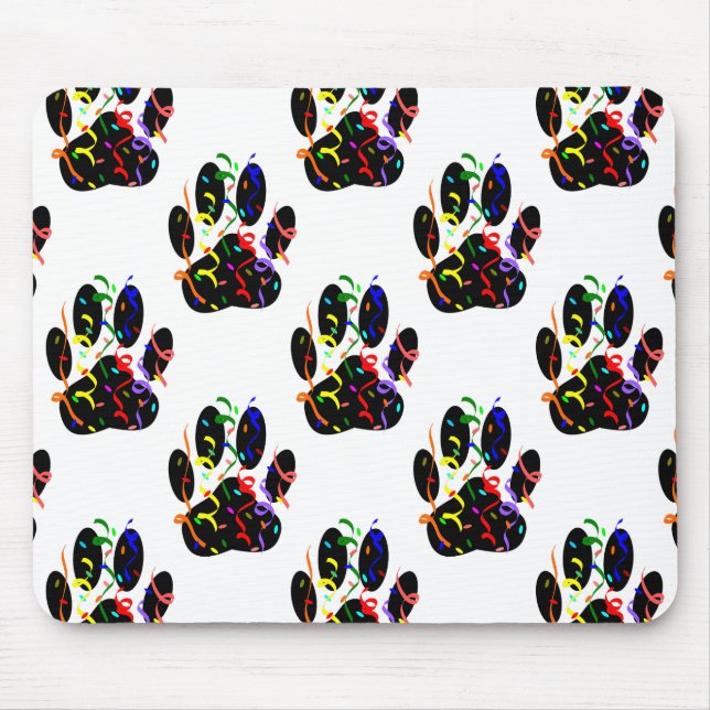 Paw Prints Confetti And Party Streamer Pattern Mouse Pad (Front)