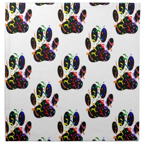 Paw Prints Confetti And Party Streamer Pattern Napkin