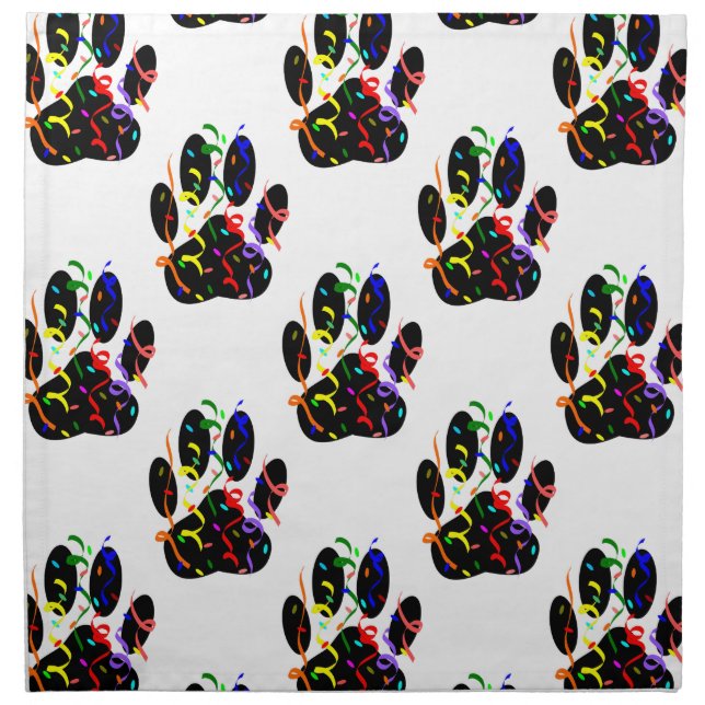 Paw Prints Confetti And Party Streamer Pattern Napkin (Front)