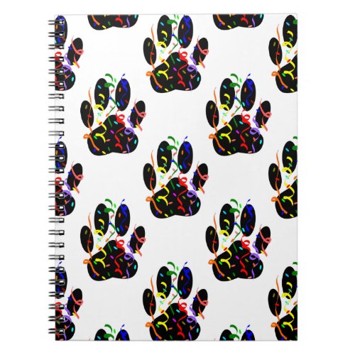 Paw Prints Confetti And Party Streamer Pattern Notebook