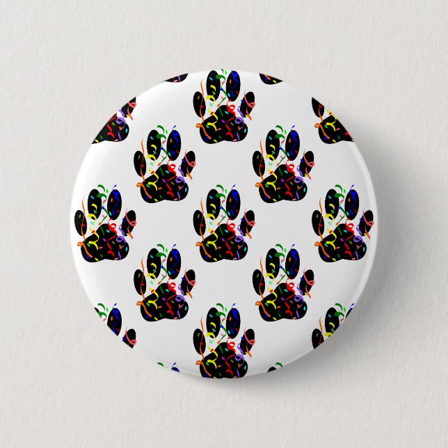 Paw Prints Confetti And Party Streamer Pattern Pinback Button (Front)