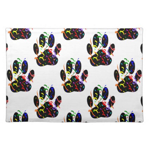 Paw Prints Confetti And Party Streamer Pattern Placemat