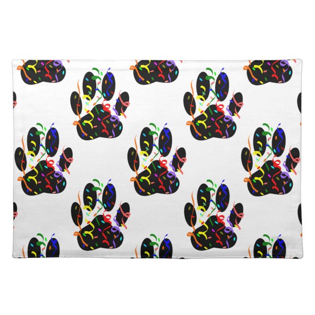 Paw Prints Confetti And Party Streamer Pattern Placemat (Front)