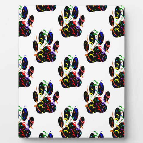 Paw Prints Confetti And Party Streamer Pattern Plaque