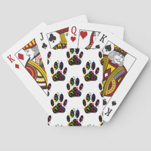 Paw Prints Confetti And Party Streamer Pattern Poker Cards