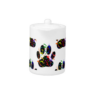Paw Prints Confetti And Party Streamer Pattern Teapot