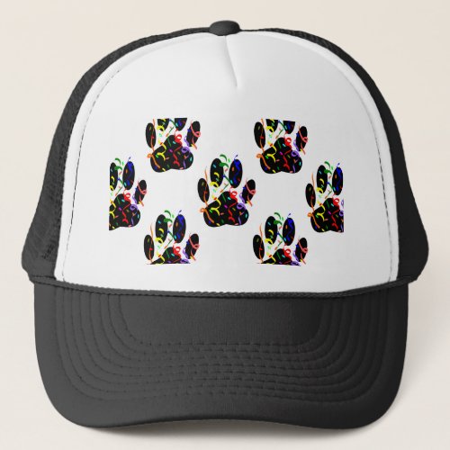 Paw Prints Confetti And Party Streamer Pattern Trucker Hat