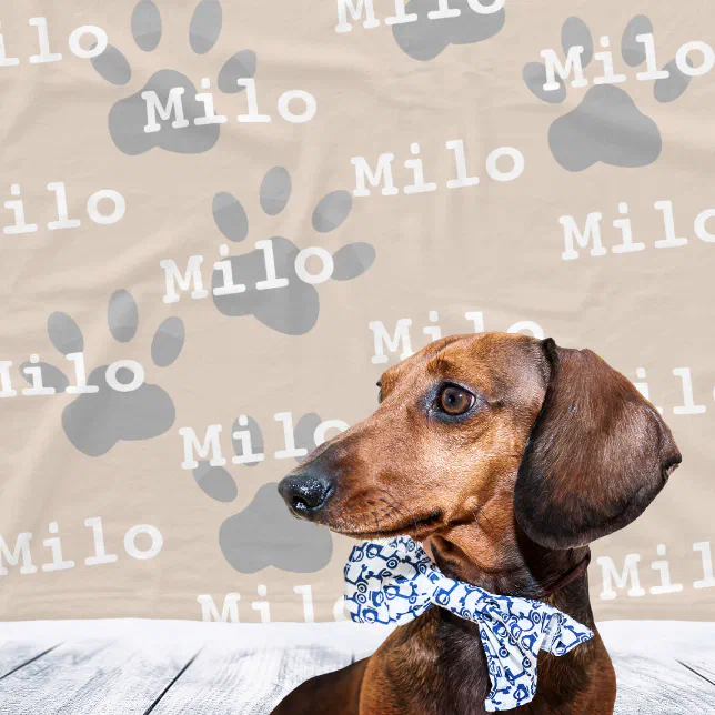 Paw Prints Cream Personalized Dog Name Fleece Blanket Zazzle