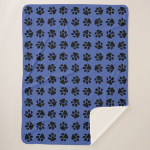Paw Prints (Custom Color) Sherpa Blanket