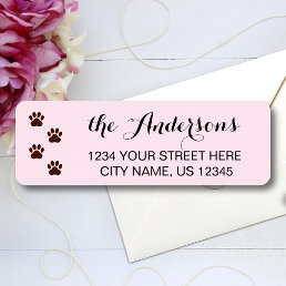 Paw Prints Custom Family Name Return Address Label