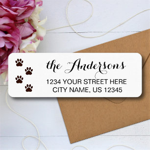 Paw Prints Custom Family Name Return Address Label