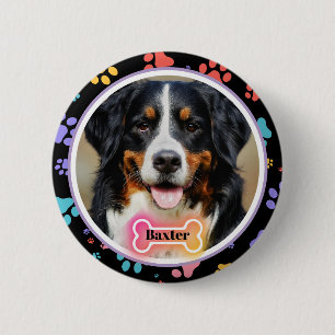 Paw Prints Custom Pet Photo and Name  Button