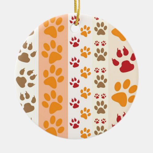 Paw Prints cute Dog Lovers Ceramic Ornament