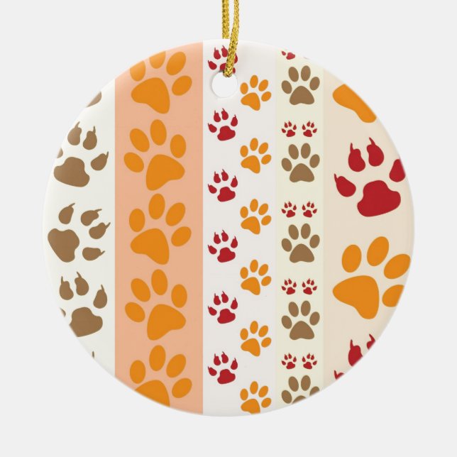 Paw Prints cute Dog Lovers Ceramic Ornament (Front)