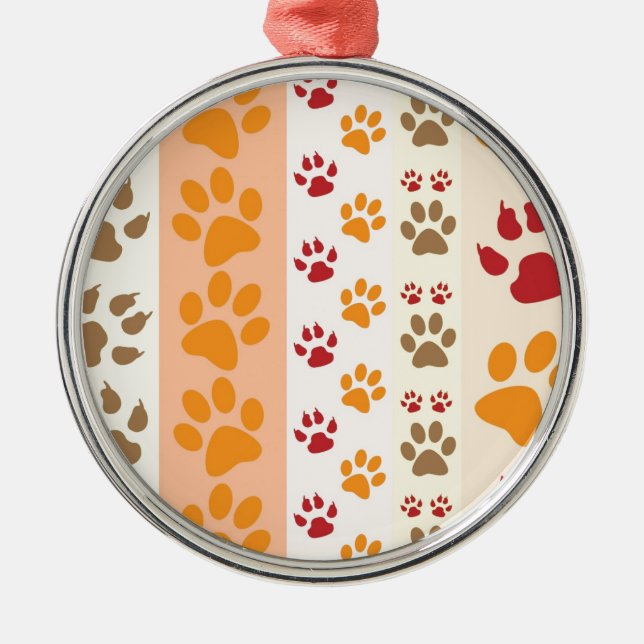 Paw Prints cute Dog Lovers Metal Ornament (Front)