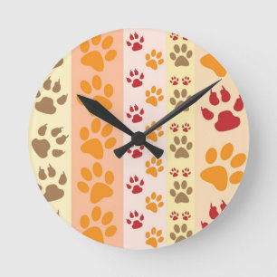 Paw Prints cute Dog Lovers Round Clock