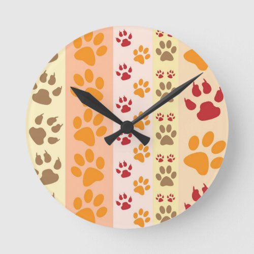 Paw Prints cute Dog Lovers Round Clock