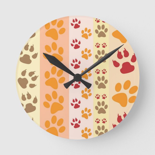 Paw Prints cute Dog Lovers Round Clock (Front)