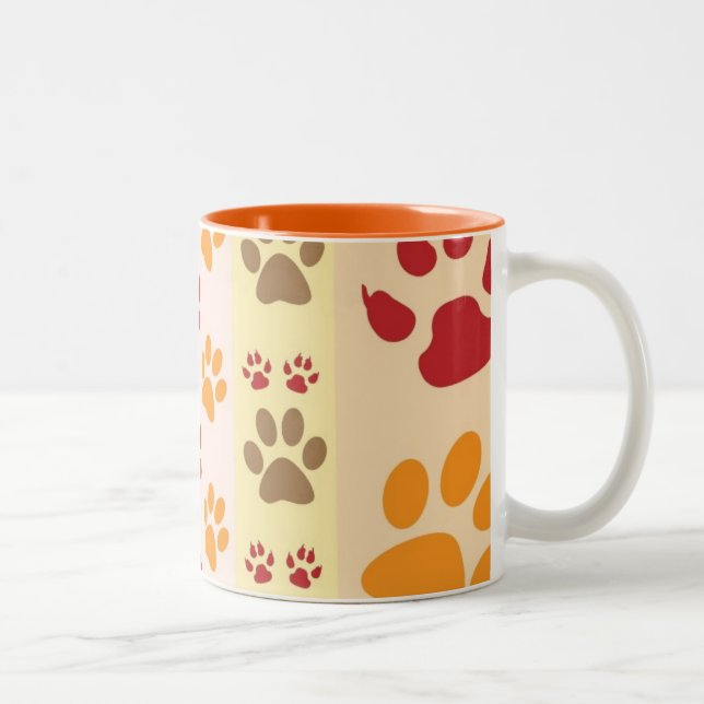 Paw Prints cute Dog Lovers Two-Tone Coffee Mug (Right)