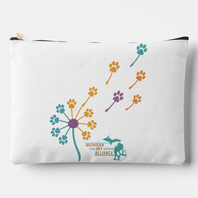 Paw Prints Dandelion Accessory Travel Pouch (Front)