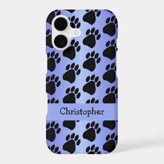 Paw Prints Design Blue Coloured iPhone 17 Case