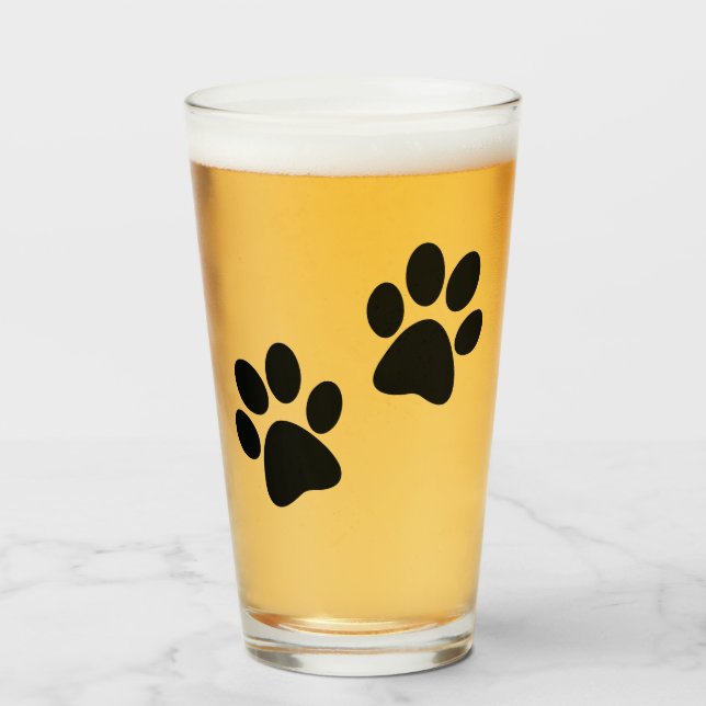 Paw Prints Design Drinking Glass (Front Filled)