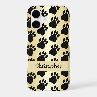 Paw Prints Design Gold Coloured iPhone 17 Case