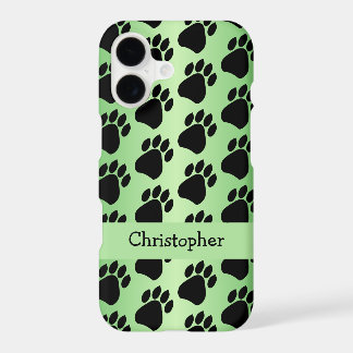 Paw Prints Design Green Coloured iPhone 17 Case
