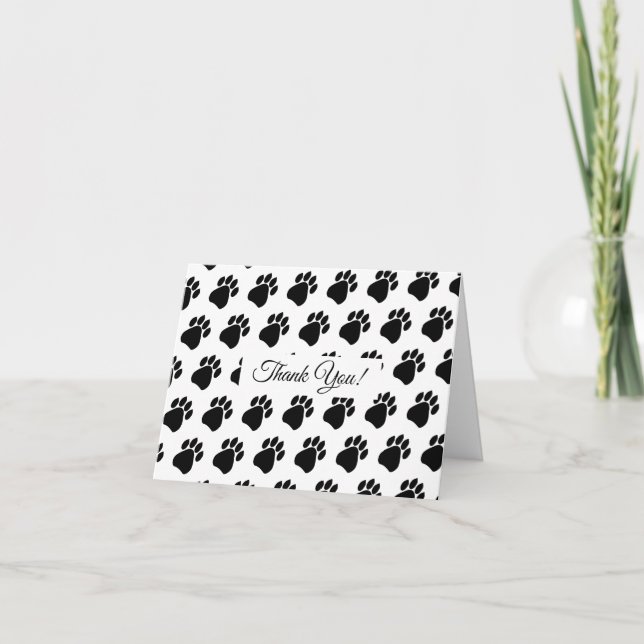 Paw Prints Design Letterpress Thank You Card (Front)