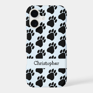 Paw Prints Design Light Blue Coloured iPhone 17 Case