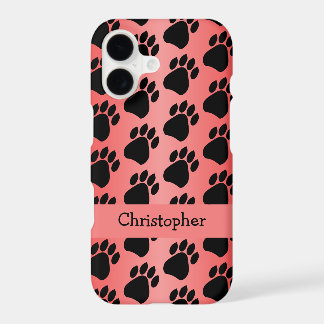Paw Prints Design Red Coloured iPhone 17 Case