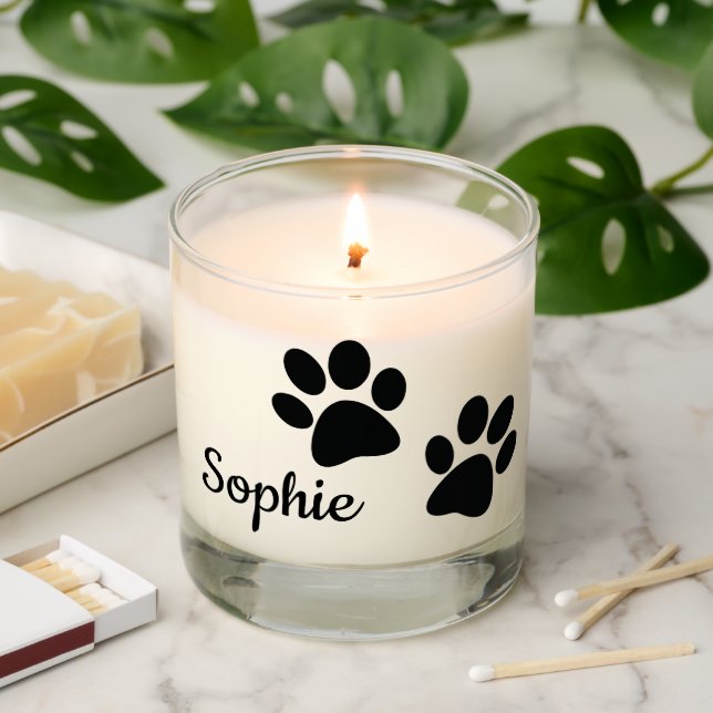 Paw Prints Design Scented Jar Candle (Lit)