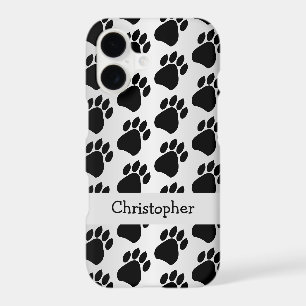Paw Prints Design Silver Coloured iPhone 17 Case