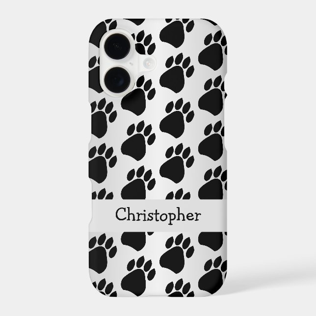 Paw Prints Design Silver Coloured Iphone Case (Back)