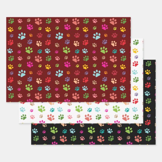 Paw Prints Design Wrapping Paper Sets | Zazzle.com