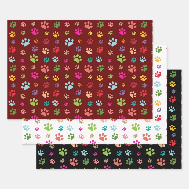 Paw Prints Design Wrapping Paper Sets