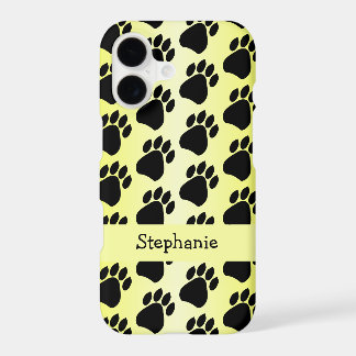 Paw Prints Design Yellow Coloured iPhone 17 Case