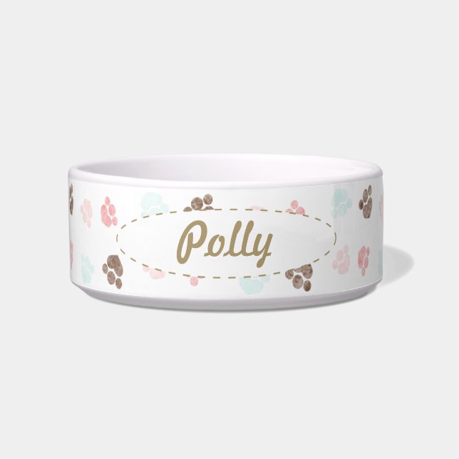 Paw Prints Dog Cat Personalized Mocha Baby Bowl (Front)