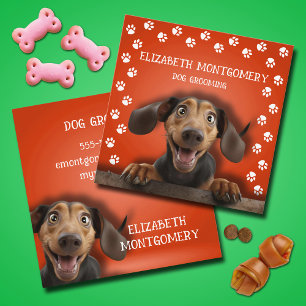 Paw Prints Dog Groomer Square Business Card