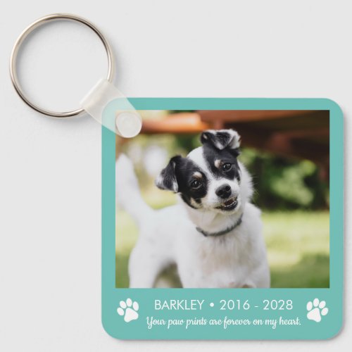 Paw Prints Dog Memorial Photo  Keychain