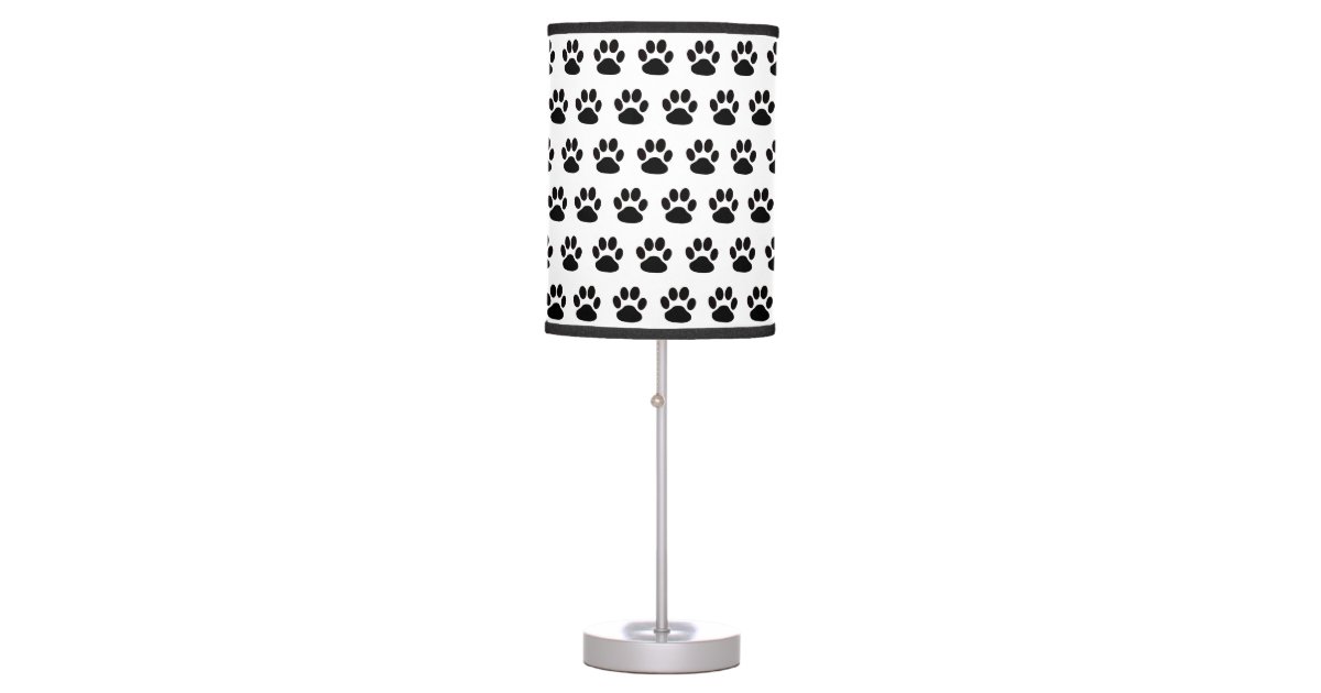 Paw Prints Dog Or Cat Table Lamp Black White Zazzle Com