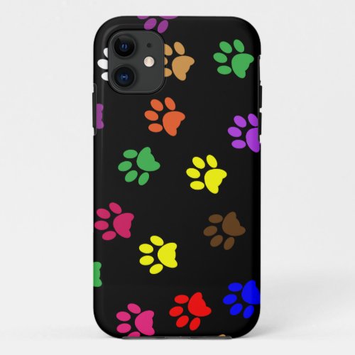 Paw prints dog pet fun colorful cute pawprints iPhone 11 case