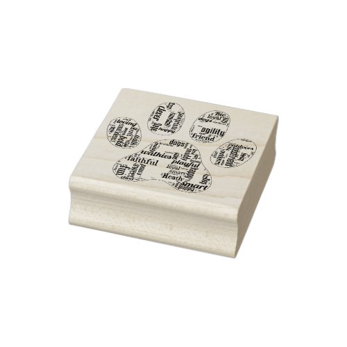 paw prints dog wordcloud rubber stamp