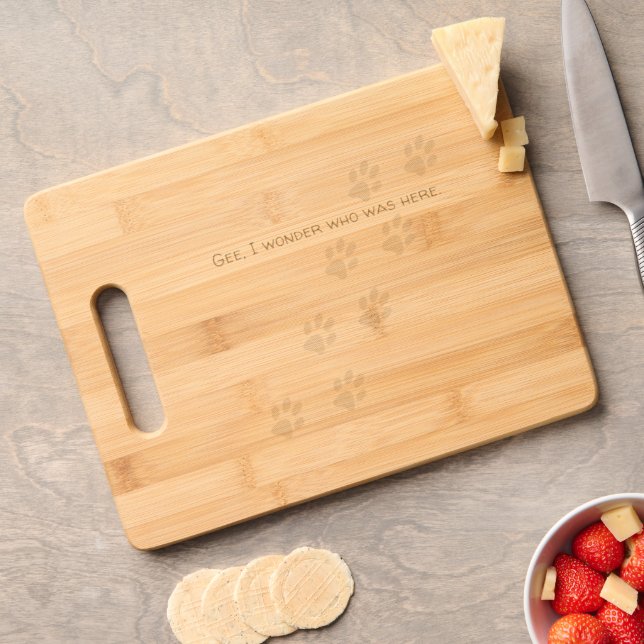 Paw Prints Evidence Etched Wooden Cutting Board (Cheese)