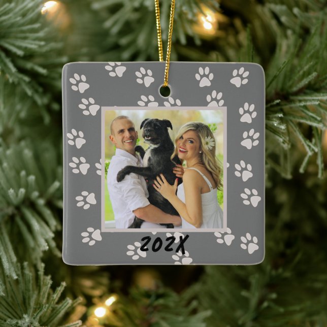 Paw Prints Family Dog Cat Double Sided Ornament (Tree)