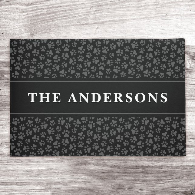 Paw prints family surname or pet business name doormat (Creator Uploaded)